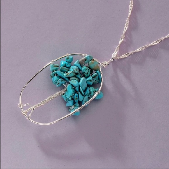 TURQUOISE DETAIL SILVER TREE NECKLACE ❌LAST 1❌ - Picture 2 of 2